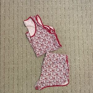 Lake Floral Red Women's Pajama Set